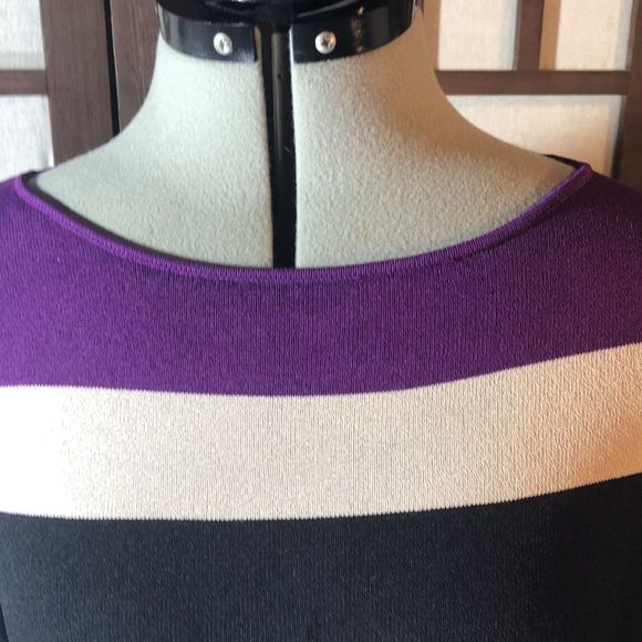 Jones New York sweater dress in black, purple, ecru, yellow, and light gray / L - Picture 4 of 14